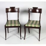 A rare and attractive pair of George III Regency mahogany Chairs of typical Klismo design,