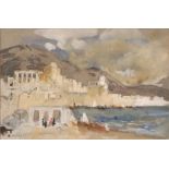 Hercules Brabazon Brabazon, English (1821-1906) Watercolour, "Anacapri," coastal and harbour scene,