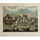 After Henry Alken Prints: A set of 4 coloured engraved Prints of "The First Steeplechase on Record,