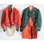 Militaria: WWI Officers red velvet and silver thread Coat and Tails,
