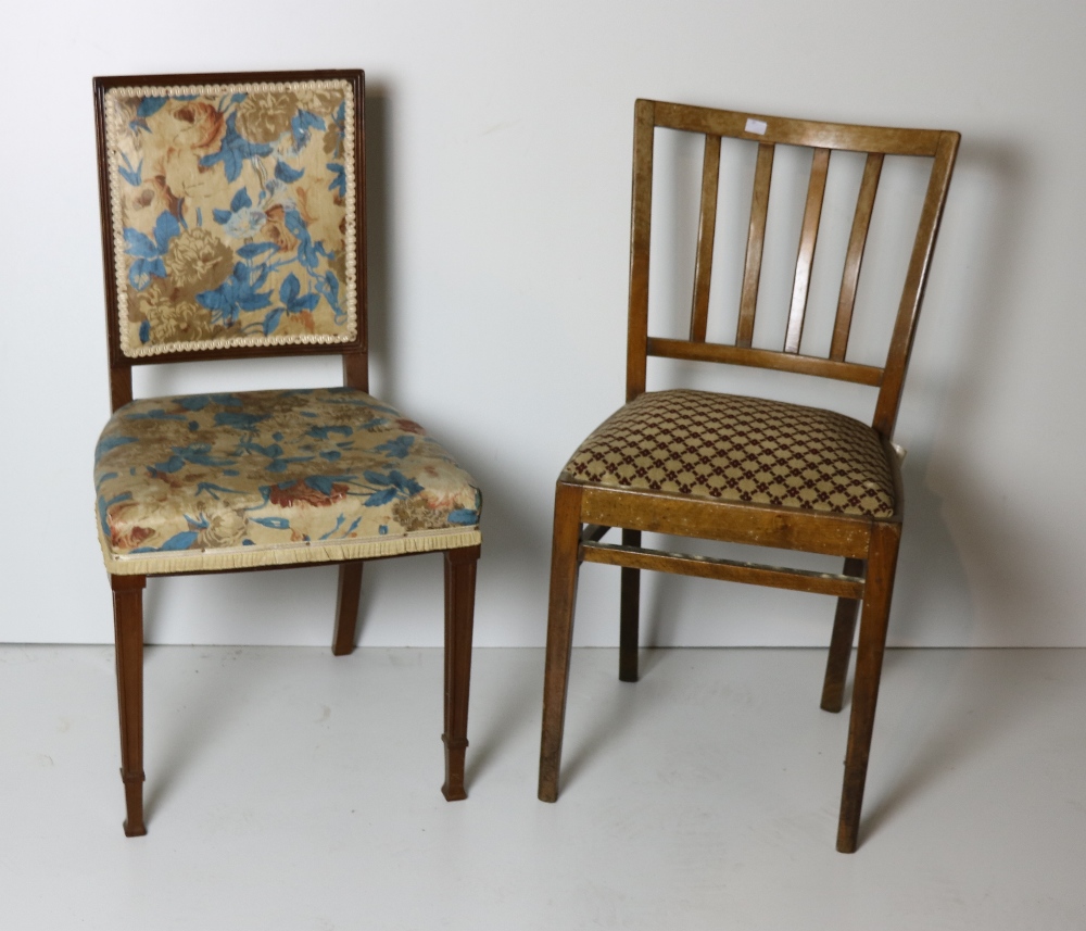 A good set of 4 attractive walnut Side Chairs, in old silk floral cloth,