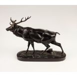 A 19th Century Bronze, "Model of a Stag," 23cms (9") wide.