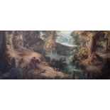 In the Manner of Paul Brill (1554 - 1626) "Deer Hunt in a Panoramic Landscape," O.O.C.
