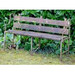 Two metal Garden Benches, with wooden seats and backs.