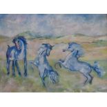 After Jack B. Yeats "Galloping Horses," O.O.C., approx. 46cms x 61cms (18" x 24").