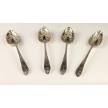 An attractive set of 4 Irish 18th Century silver Berry Spoons,