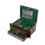 A cased set of silver and mother-o-pearl handled Knives & Forks,