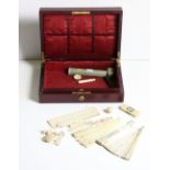 A collection of 19th Century Chinese ivory Pieces, including fans, letter openers and figures.