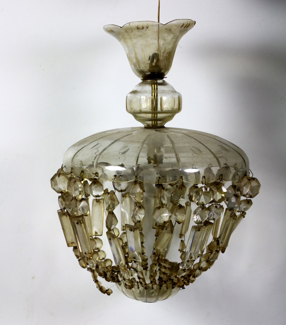 A glass Ceiling Light, with dome drops.