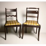 A set of 4, 19th Century Regency brass inlaid Dining Chairs, with drop in seats,