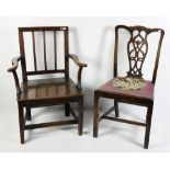 An Irish Provincial oak Open Armchair,