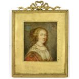 19th Century French School Miniature: Head and shoulder Portrait, "Anne Marie Louise D'Orleans,
