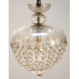 A glass dome beaded Ceiling Light.