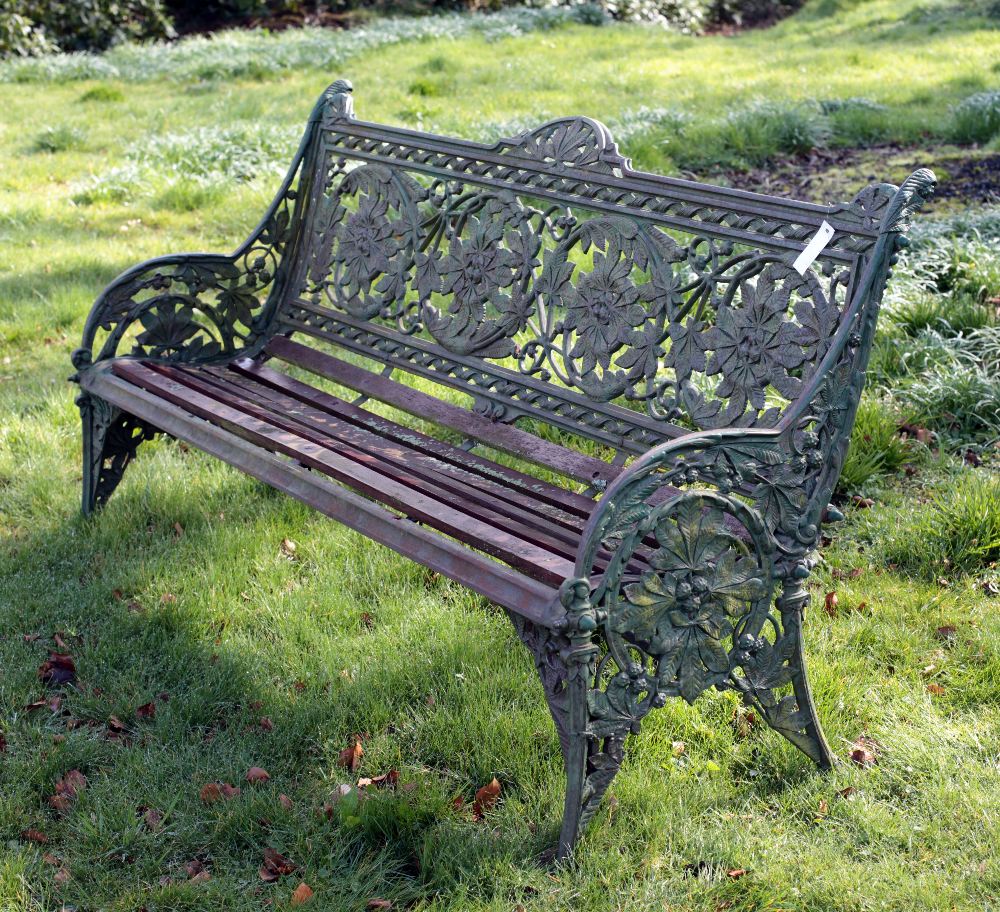 A very rare large attractive Coalbrookdale cast metal Garden Bench,