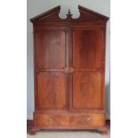 A Georgian period mahogany and satinwood Wardrobe,