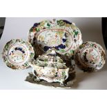 A very fine large antique Masons's Ironstone Dinner Service, various size plates, meat dishes,