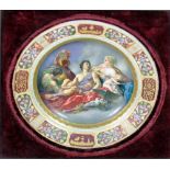 A framed Royal Vienne porcelain Cabinet Plate, "Venus & Vulkan" classical scene,