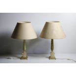 A pair of marble and alabaster Table Lamps,