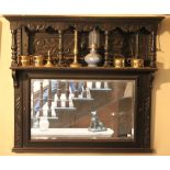 A 19th Century stained oak Cromwellian type Overmantel,