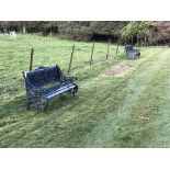 A fine pair of heavy green painted cast iron Garden Benches, in the Coalbrookdale style,