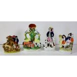 Collection of 19th Century Staffordshire, four small groups, as a lot.