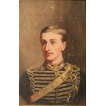 Late 19th Century English School, K. Dennis Half length, "Portrait of a Junior Cavalry Officer," O.