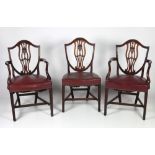 A very good large set of 14 (12 + 2 carvers) George III, Hepplewhite Dining Chairs,
