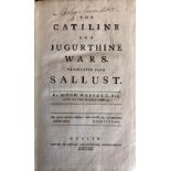 Maffett (Hugh) The Catiline and Jugurthine Wars, Translated from Sallust. roy 8vo D. 1772.