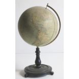 A Phillips 12" Terrestrial Globe, with principal steam ship routes and distances in nautical miles,