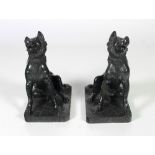 A good pair of large green marble Dogs of Alcibiades, counter poised,