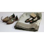 A pair of early Middle Eastern embroidered Sandals, a pair of Shoco embroidered Shoes,