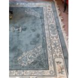 A fine quality heavy woolen blue ground Oriental Carpet,
