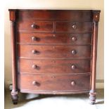 A Victorian mahogany bow fronted Scotch type Chest,