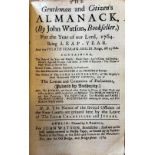 Almanacks: Watson (John) The Gentleman and Citizen's Almanac, for 1764, 12mo D.