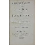 From Library at Castle Howard Blackstone (Sir Wm.) Commentaries on the Laws of England, 4vols.
