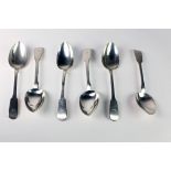 A good set of 6, Irish George IV silver rat-tail Serving Spoons, Dublin c.