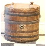 A 19th Century oval oak brass bound Bucket and Cover, with brass carrying handles, approx.