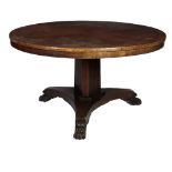 A fine quality Regency period figured burr walnut circular Breakfast Table,