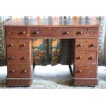 A Victorian mahogany pedestal kneehole Desk, with leather inset top,