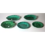 A good 21 piece green leaf pattern Wedgwood type Dessert Service. As a lot.