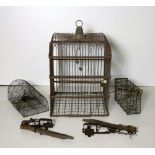 A Victorian wire Parrot's Cage, a variety of Rat Traps etc. A lot.