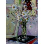 John Flinn, 20th Century Irish School "Daisies," O.O.C., Still Life, Flowers in a Vase, approx.