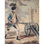 Thomas Rowlandson (1756 - 1827) "Soldier with Musket standing by a Cannon Gun,