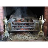 A good large Georgian style Fire Basket, the engraved brass front,