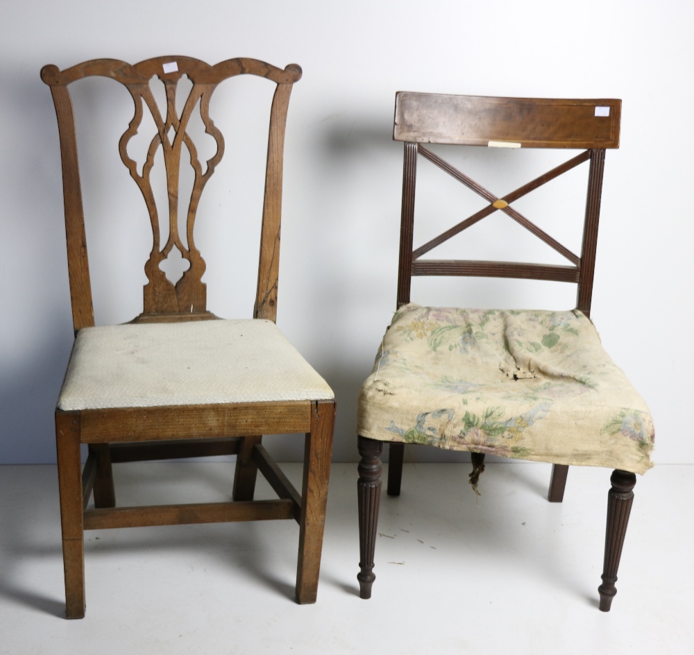 Five varied antique Georgian mahogany Dining Room Chairs,