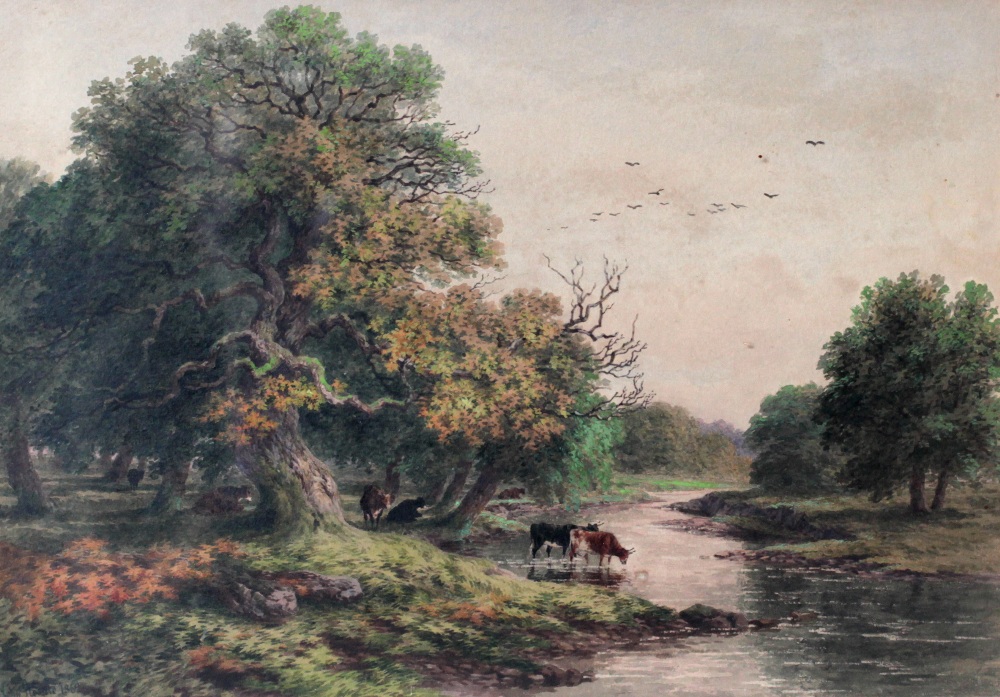 John Steeple (1823 - 1887) Watercolour, "Stoneleigh Park, on the Avon Warwickshire,