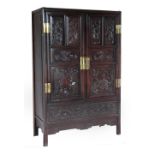 A carved hardwood Cabinet (GUI) Qing Dynasty,