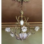 A 19th Century French rococo style ormolu six branch Ceiling Light,