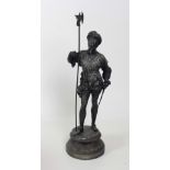 A 19th Century Spelter Figure of a Warrior,