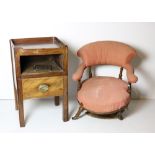 A Georgian mahogany tray-top Bedside Locker, tambour front dam.